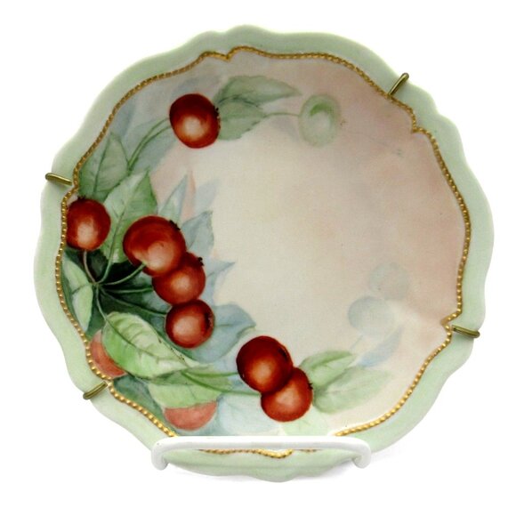 O.& E.G. ROYAL AUSTRIA Porcelain PLATE Cherry Design Scalloped Edge 7 inches - Picture 1 of 11